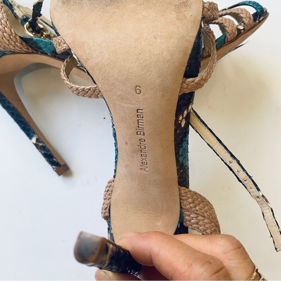Alexandre Birman python braided open toe buckle ankle strap sandal heels - Picture 4 of 9